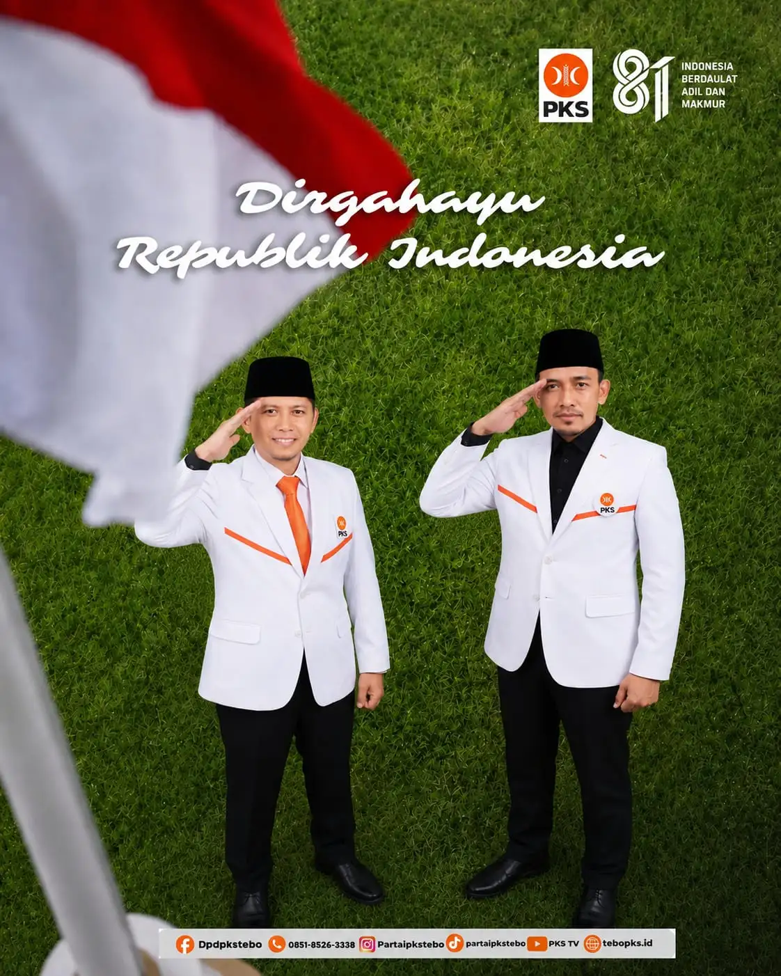 DPD PKS Tebo Gelar Upacara HUT ke-81 RI, Dilanjutkan Ziarah ke Makam Sultan Thaha Syaifudin